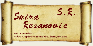 Spira Resanović vizit kartica